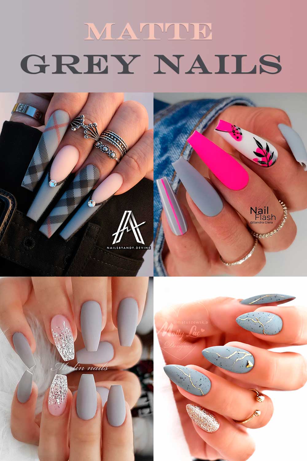 The Coolest and Trendy Matte Grey Nails to Wear All Year Long The Coolest and Trendy Matte Grey Nails to Wear All Year Long