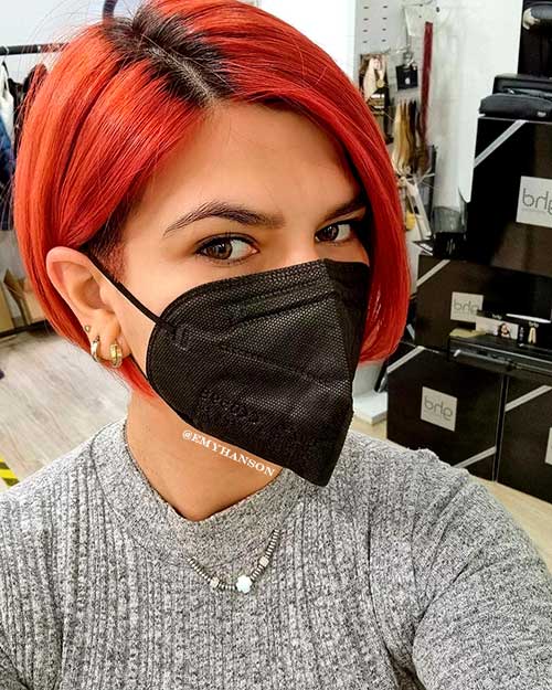 Undercut Red Short Bob Haircut is one of the Cutest Short Bob Haircuts to Try