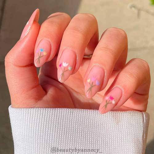 Happy Mother's Day Simple Floral Nails 2022