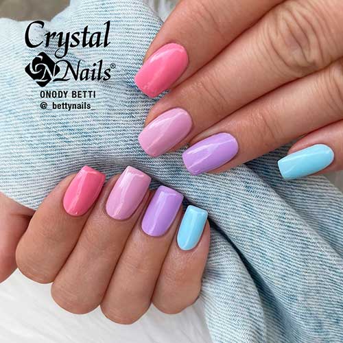 Medium Square Multicolor Pastel Nails for Easter