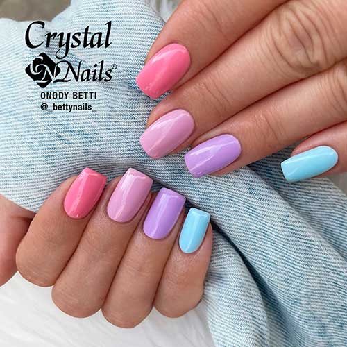 Multicolor Pastel Nails for Easter Medium Square Multicolor Pastel Nails for Easter