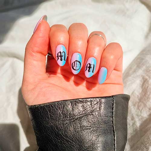 Pastel Blue and Purple MOM Nails Design Pastel Blue and Purple MOM Nails Design