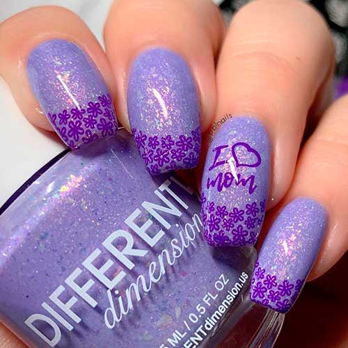 Purple Floral French Mother’s Day Nail Design Purple Floral French Mother’s Day Nail Design