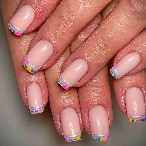 Simple Floral French Mother's Day Nails Design