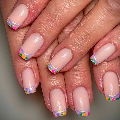 Simple Floral French Mother's Day Nails Design Simple Floral French Mother's Day Nails Design