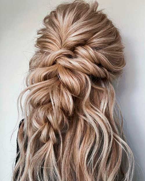 Half Up Half Down Loose Braid Hairstyle for Proms