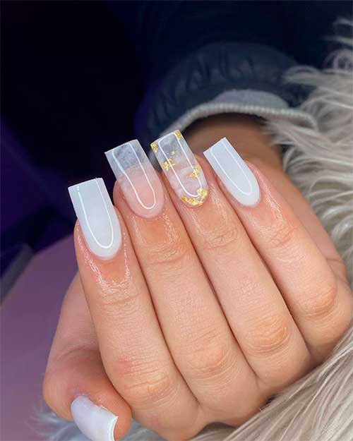 Milky White Nails with Design Milky White Nails with Design for Graduation Day