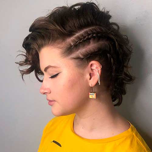 Wavy Asymmetrical Long Pixie Haircut with Two Side Braids Is a Cute Prom Hairstyle
