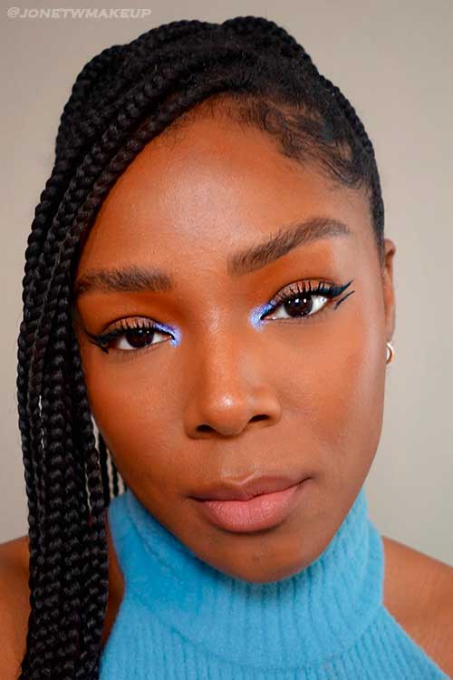 Blue Inner Corner Pop Makeup Look for Summer 2022