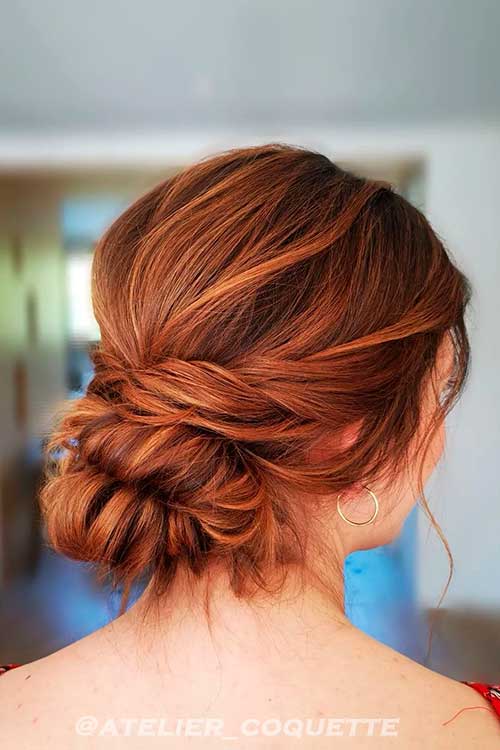 Messy Chignon Bun Hairstyle Idea for Wedding and Prom