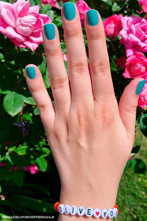 Olive and June Green Canteen Nail Polish is A Teal Green Nail Color For Summer 2022