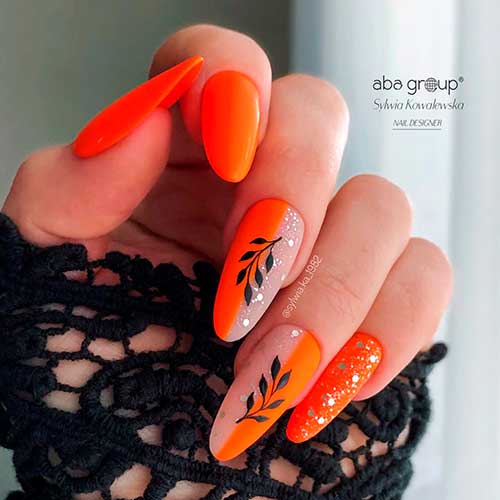 Amazon.com: EchiQ Neon Fake Nails Short for Daily Wear Square Natural Shape  Glossy Gel Nails Orange Pink Simple Tips with Adhesive : Beauty & Personal  Care