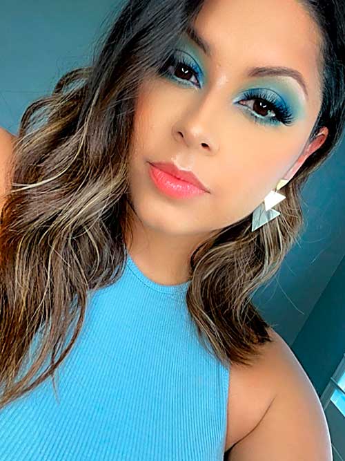 Blue and Green Eyeshadow Look Blue and Green Eyeshadow Look with Glossy Pink Lips - S-Gorgeous Blue Eyeshadow Looks