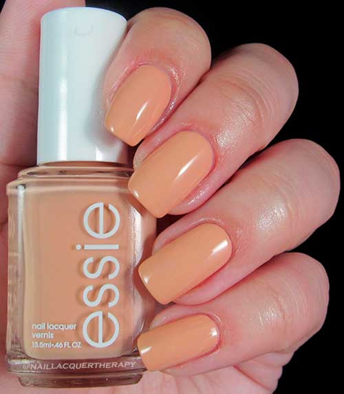 Short Square Peachy Neutral Nails Using Essie Hostess with The Mostess - Essie Hostess with the Mostess Collection