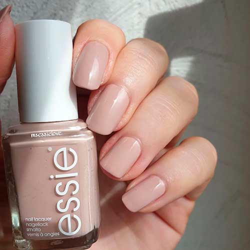 Essie In Good Taste Square Shaped Short Taupe Neutral Nails Using Essie In Good Taste - Essie Hostess with the Mostess Collection