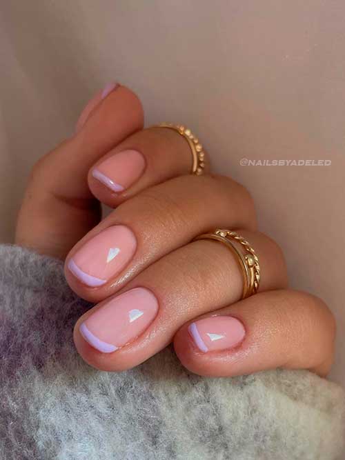 Short Light Purple French Nails for Summer 2022