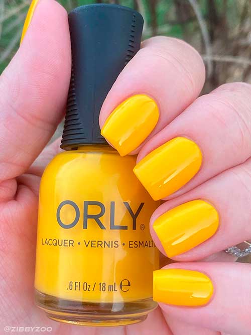ORLY Claim To Fame Square Bright Yellow Nails 2022 using ORLY Claim To Fame Nail Polish From Pop Collection