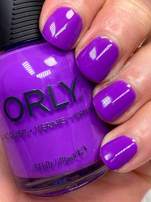 Orly Crash the Party Nail Polish Short Purple Nails Using Orly Crash the Party Nail Polish from Summer Pop Collection