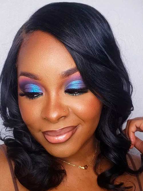 Shimmer Blue Eyeshadow Looks for Brown Skin