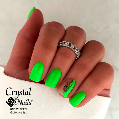 Short Neon Green Nails