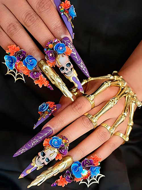 Day of the Dead Halloween Nails 2022 Day of the Dead Halloween Nails 2022