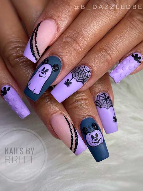 Long Coffin Fun Ghost Halloween Nails 2022