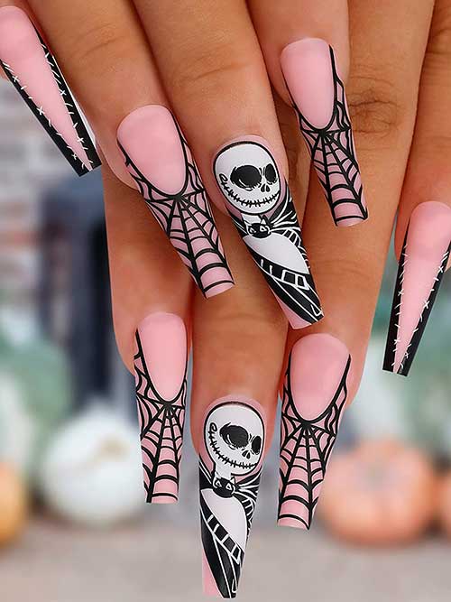 Spider Web and Skull Halloween Press on Nails