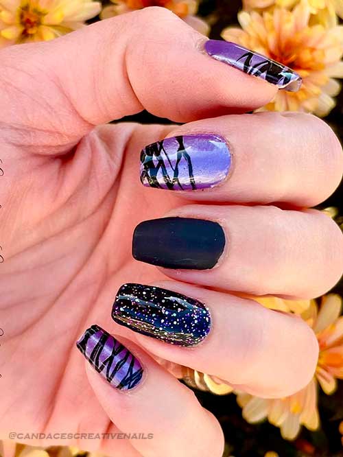 Color Street Mixed Mani: Put It to Rest + Midnight in Manhattan + Loch Ness Monstress