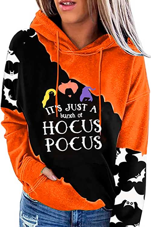 Hocus Pocus Orange with Black Halloween Hoodie Sweatshirt