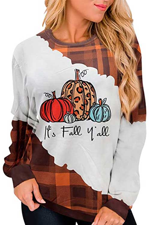 Pumpkin Graphic Long Sleeve Halloween Sweatshirt