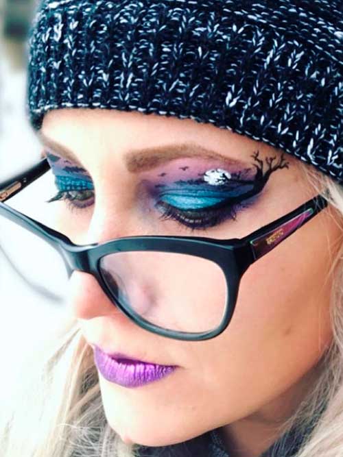Spooky Moon and Bats Halloween Eye Makeup Spooky Moon and Bats Halloween Eye Makeup