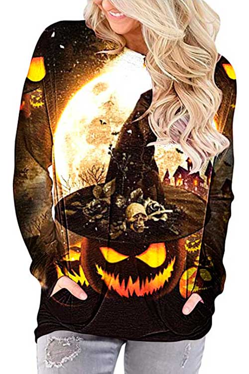 Spooky Pumpkin Sweatshirt - Halloween Sweatshirts for Women