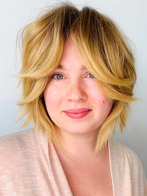 Blonde Short Shag with Curtain Bangs