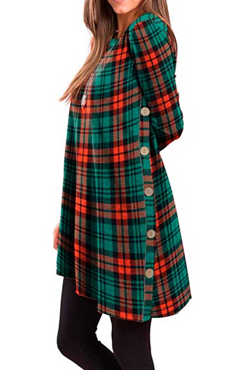 Christmas Tunic Dress Christmas Tunic Dress - iGENJUN Women's Long Sleeve Button Side Tunic Shirt Dress