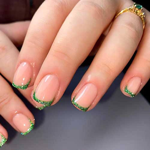 Short Grinch Green French Simple Christmas Nails