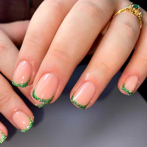Short Grinch Green French Simple Christmas Nails Short Grinch Green French Simple Christmas Nails