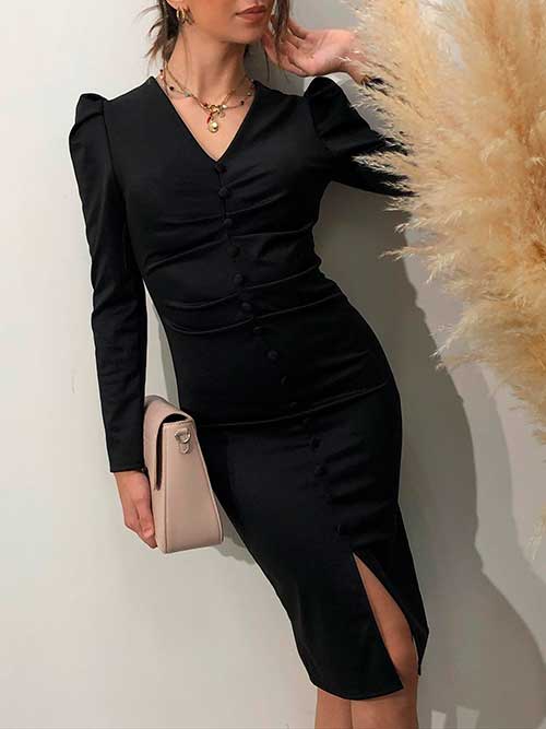 Long Sleeve Black Sheath Dress is One of the Best Work Dresses for Women