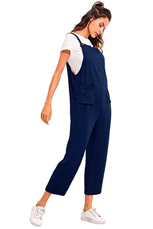 Navy Verdusa Women's Adjustable Straps Jumpsuit Navy Verdusa Women's Adjustable Straps Jumpsuit
