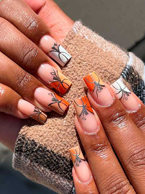 Pumpkin Thanksgiving Nail Art Design Pumpkin Thanksgiving Nail Art Design on Nail Tips