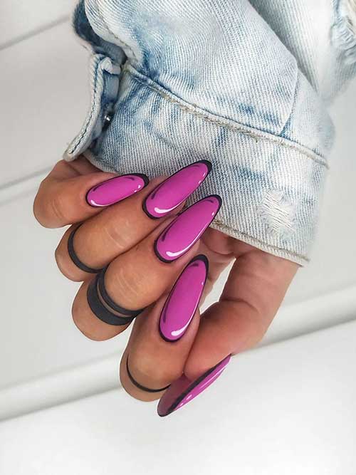 Long Almond Shaped Purple Pop Nails