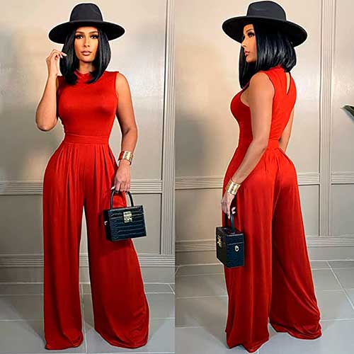 Red Molilove Women's 2 Piece Outfits Sexy Sleeveless Jumpsuit Two Piece Pants Set Women 2 Piece Outfit 
