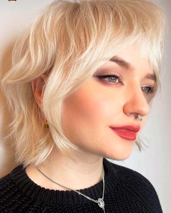 Short Shaggy Bob with Bangs - Low Maintenance Short Haircuts