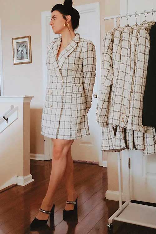 White blazer dress plaid Style is one of the stylish work dresses to try this year