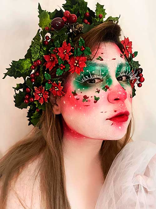 Magical Christmas Elf Makeup Look Magical Christmas Elf Makeup Look with Red Lips. and Green Eyeshadow