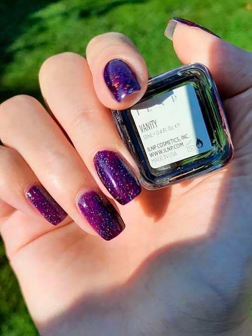 Sparkling Dark Purple Square Sparkling Shimmer Dark Purple Nails Add a Touch of Elegance to Your Look