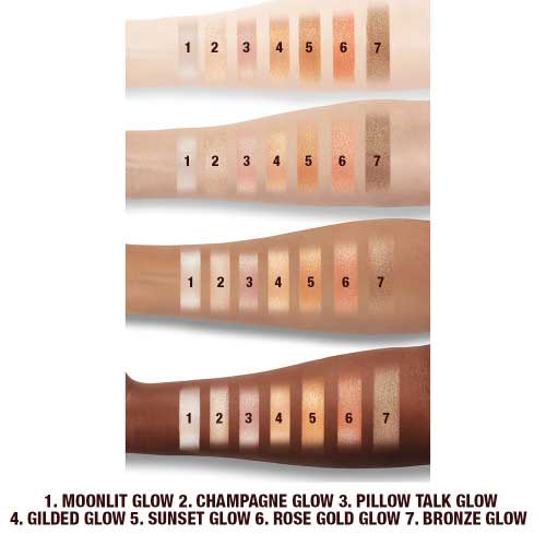 Charlotte Tilbury Hollywood Glow Glide Face Architect Highlighter has a satin finish and seven glowing shades!