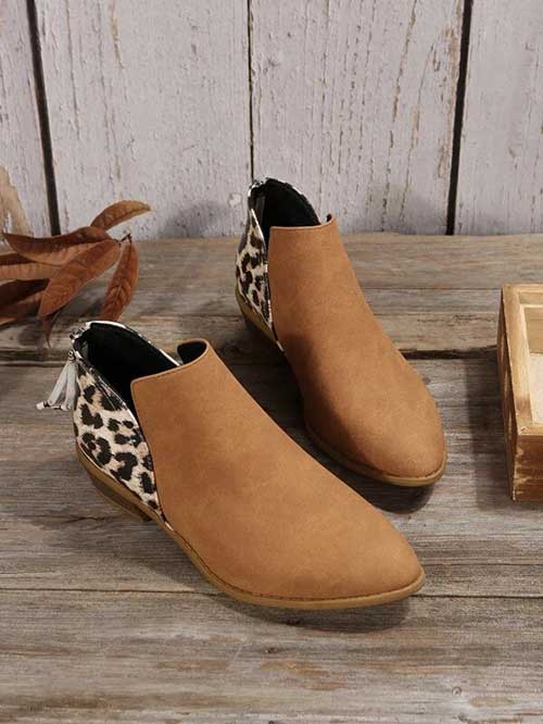 Leopard Pattern Zip Back Booties Leopard Pattern Zip Back Booties