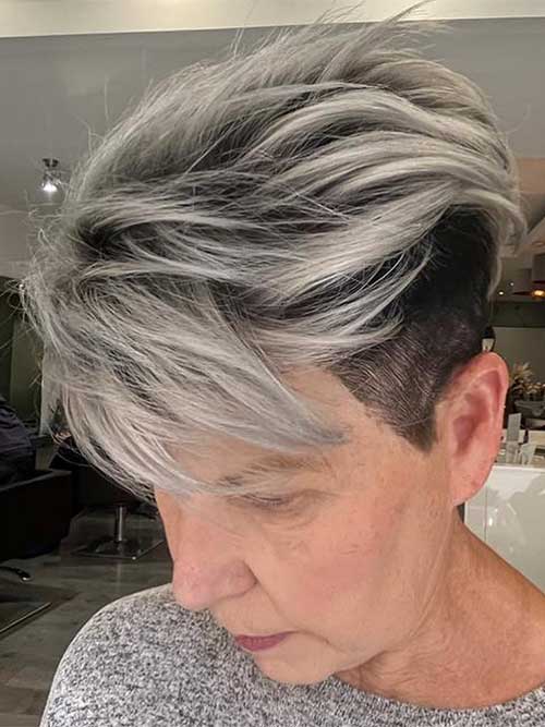Undercut Pixie Rooted silver undercut pixie is one of the best short hairstyles for women over 50