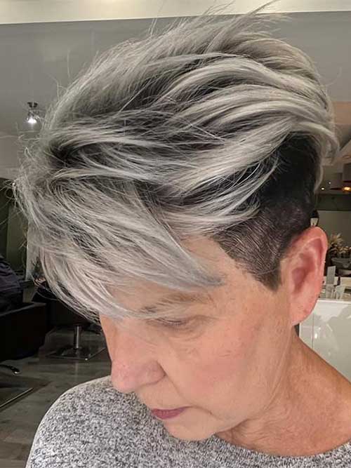 Rooted silver undercut pixie is one of the best short hairstyles for women over 50