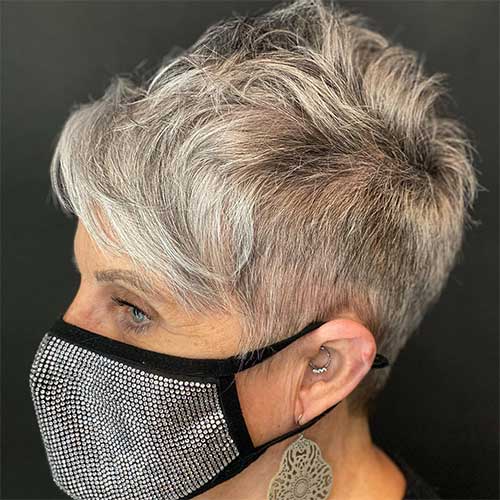 Messy Pixie Haircut salt and pepper hair messy pixie for women over 50